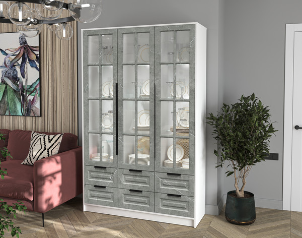 Шкаф с витриной Интерлиния Концепт КТ-ШВ3 с подсветкой Деко