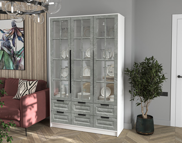 Шкаф с витриной Интерлиния Концепт КТ-ШВ3 Деко