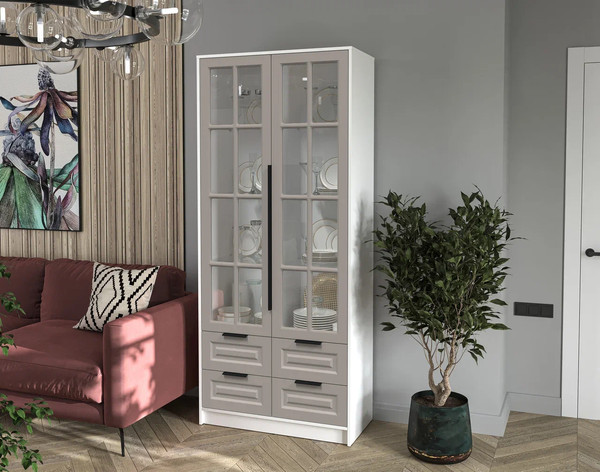 Шкаф с витриной Интерлиния Концепт КТ-ШВ2 Деко