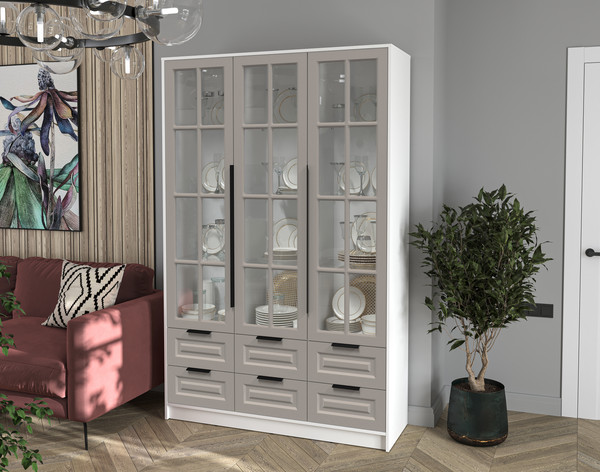 Шкаф с витриной Интерлиния Концепт КТ-ШВ3 Деко