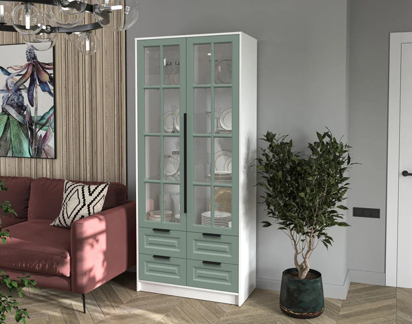 Шкаф с витриной Интерлиния Концепт КТ-ШВ2 Деко