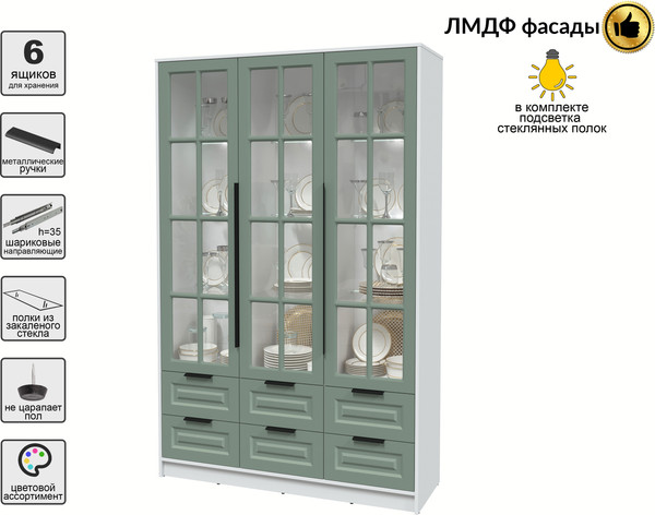 Шкаф с витриной Интерлиния Концепт КТ-ШВ3 с подсветкой Деко