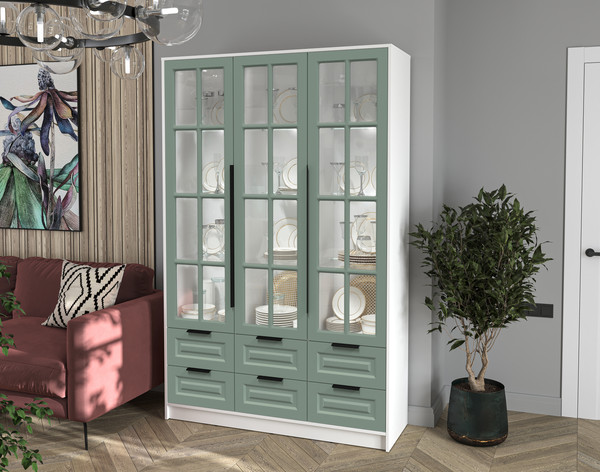 Шкаф с витриной Интерлиния Концепт КТ-ШВ3 с подсветкой Деко