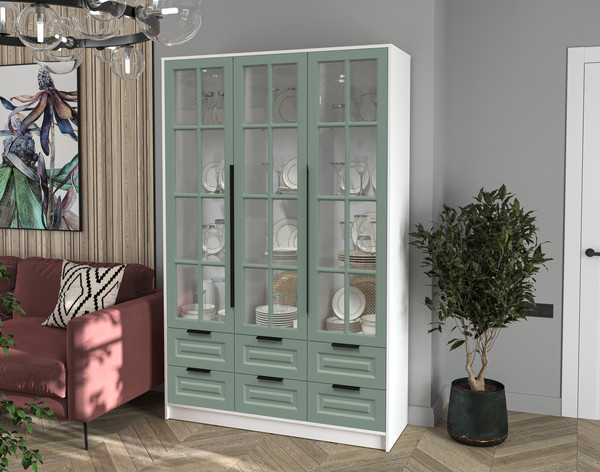 Шкаф с витриной Интерлиния Концепт КТ-ШВ3 Деко