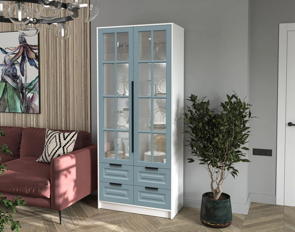 Шкаф с витриной Интерлиния Концепт КТ-ШВ2 с подсветкой Деко