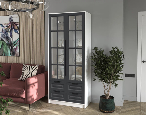 Шкаф с витриной Интерлиния Концепт КТ-ШВ2 Деко