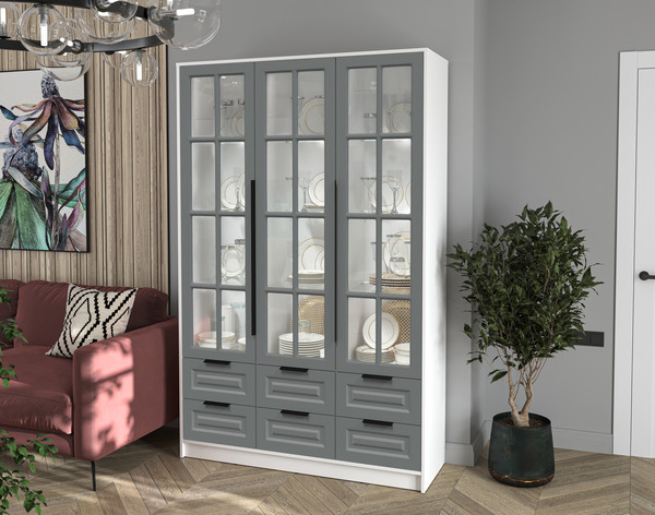 Шкаф с витриной Интерлиния Концепт КТ-ШВ3 с подсветкой Деко