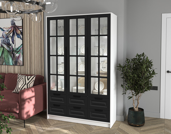 Шкаф с витриной Интерлиния Концепт КТ-ШВ3 с подсветкой Деко