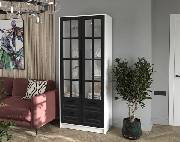 Шкаф с витриной Интерлиния Концепт КТ-ШВ2 Деко