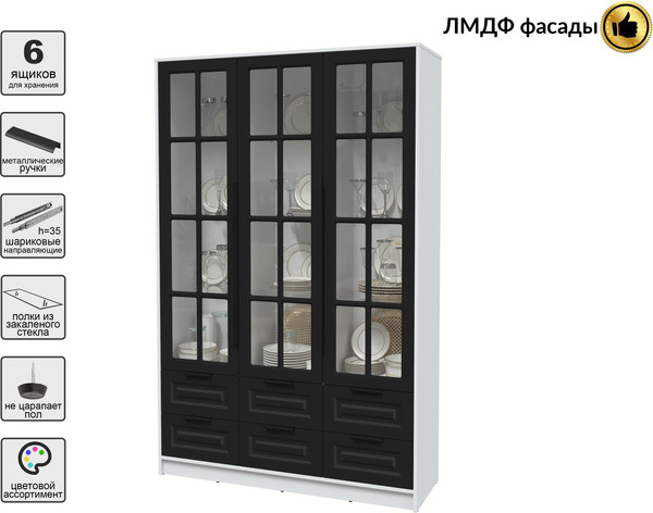 Шкаф с витриной Интерлиния Концепт КТ-ШВ3 Деко