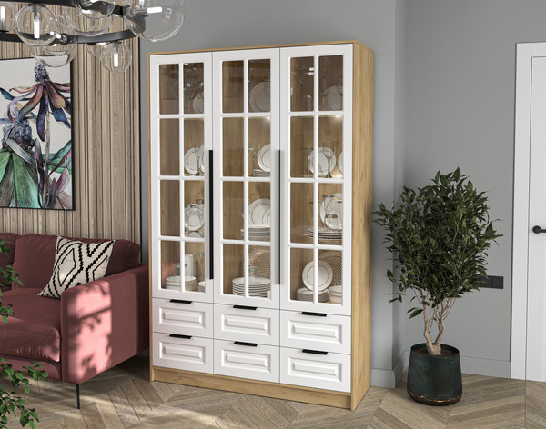 Шкаф с витриной Интерлиния Концепт КТ-ШВ3 с подсветкой Деко