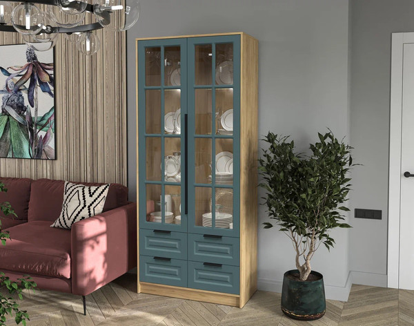 Шкаф с витриной Интерлиния Концепт КТ-ШВ2 с подсветкой Деко