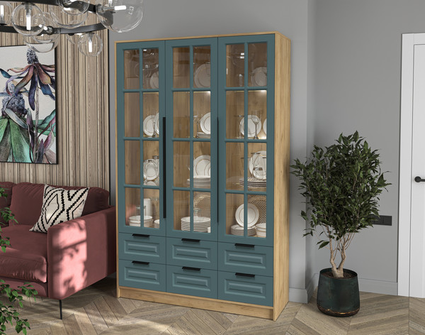 Шкаф с витриной Интерлиния Концепт КТ-ШВ3 с подсветкой Деко