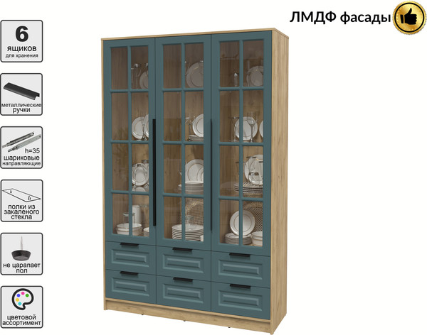 Шкаф с витриной Интерлиния Концепт КТ-ШВ3 Деко