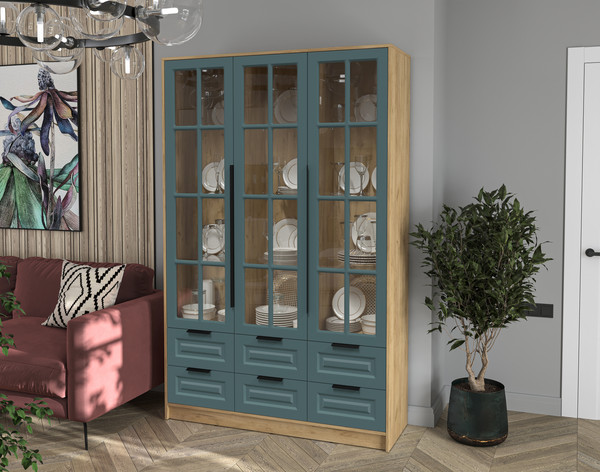 Шкаф с витриной Интерлиния Концепт КТ-ШВ3 Деко