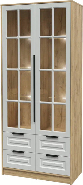 Шкаф с витриной Интерлиния Концепт КТ-ШВ2 с подсветкой Деко - фото