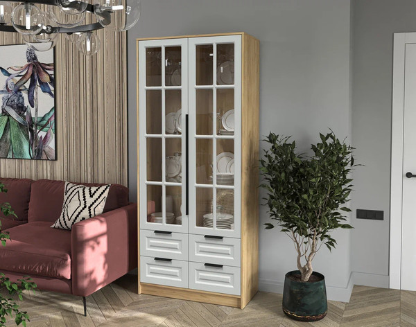 Шкаф с витриной Интерлиния Концепт КТ-ШВ2 Деко