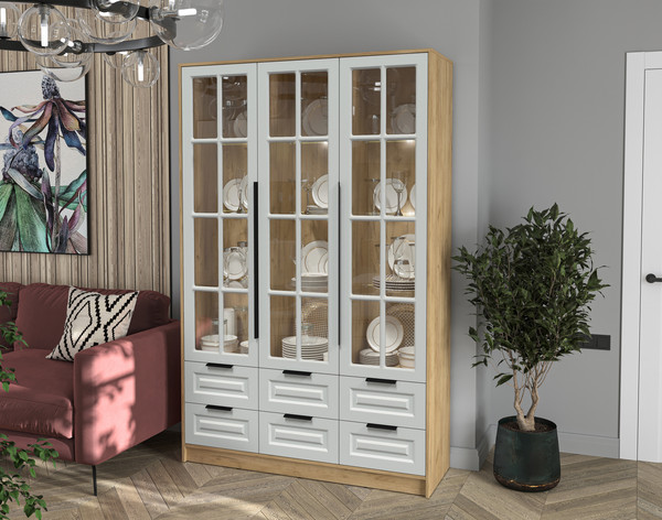 Шкаф с витриной Интерлиния Концепт КТ-ШВ3 с подсветкой Деко