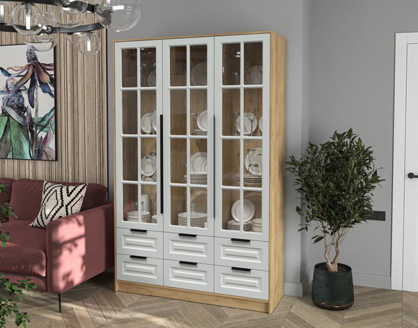 Шкаф с витриной Интерлиния Концепт КТ-ШВ3 Деко