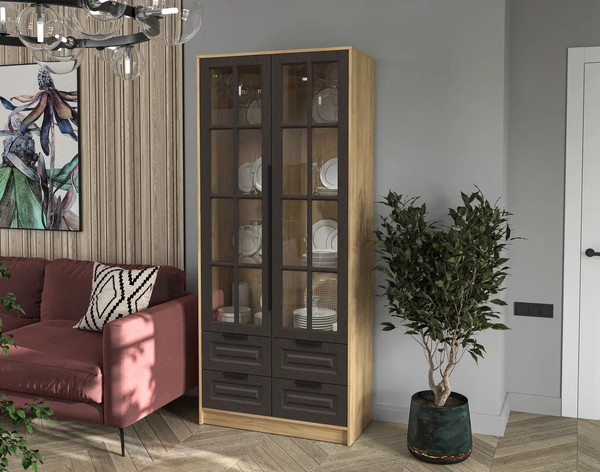 Шкаф с витриной Интерлиния Концепт КТ-ШВ2 Деко