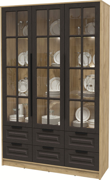 Шкаф с витриной Интерлиния Концепт КТ-ШВ3 с подсветкой Деко