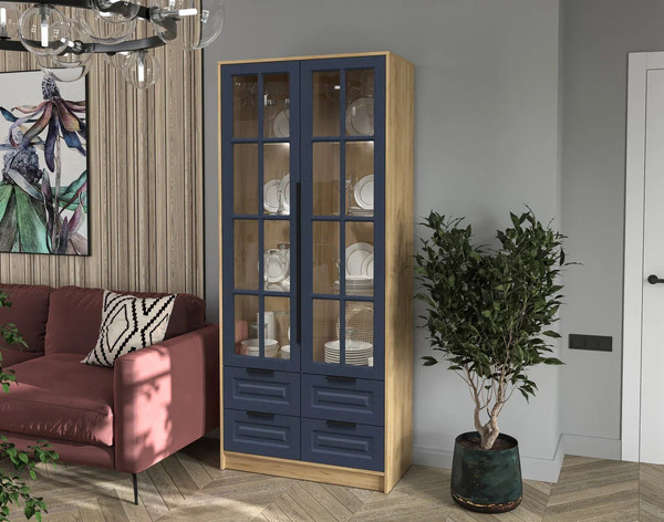 Шкаф с витриной Интерлиния Концепт КТ-ШВ2 с подсветкой Деко