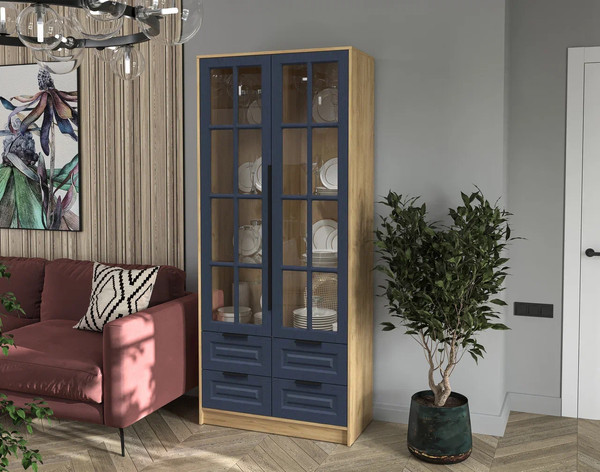 Шкаф с витриной Интерлиния Концепт КТ-ШВ2 Деко