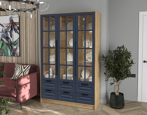 Шкаф с витриной Интерлиния Концепт КТ-ШВ3 с подсветкой Деко