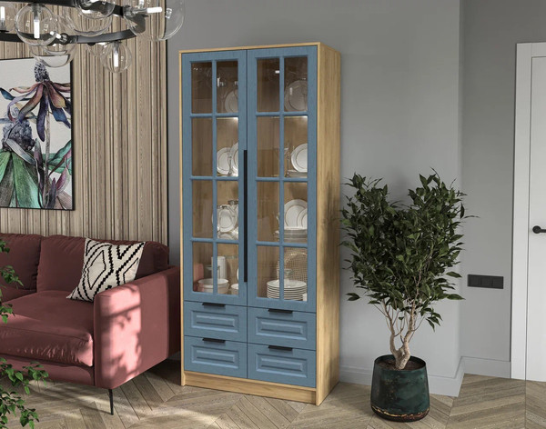 Шкаф с витриной Интерлиния Концепт КТ-ШВ2 с подсветкой Деко