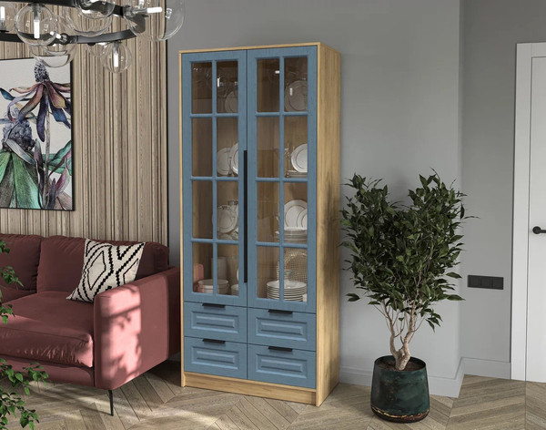 Шкаф с витриной Интерлиния Концепт КТ-ШВ2 Деко