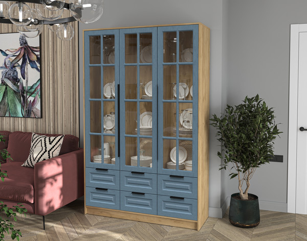 Шкаф с витриной Интерлиния Концепт КТ-ШВ3 Деко