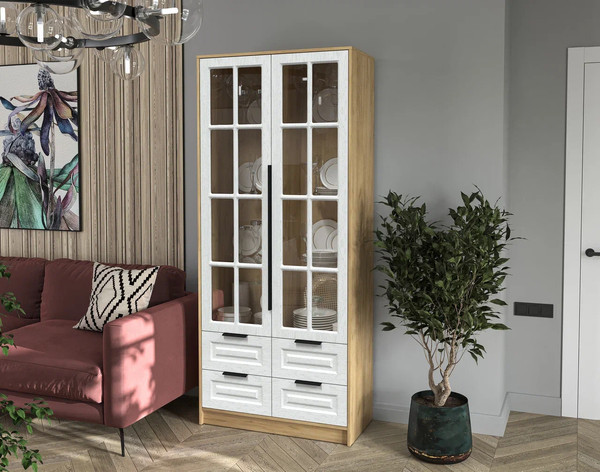 Шкаф с витриной Интерлиния Концепт КТ-ШВ2 Деко