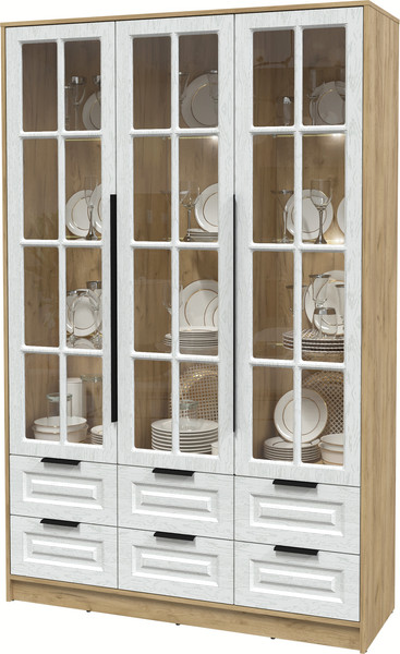 Шкаф с витриной Интерлиния Концепт КТ-ШВ3 с подсветкой Деко