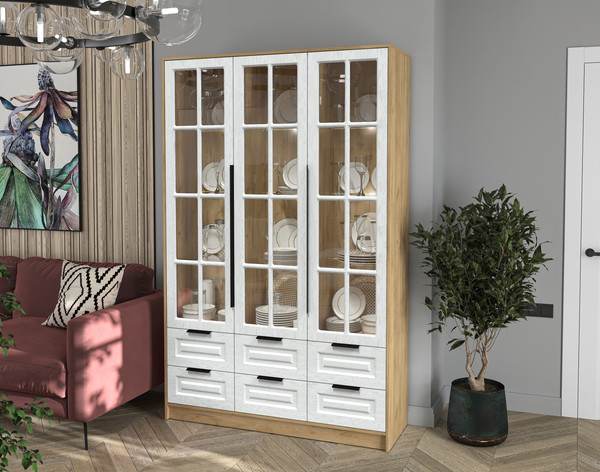 Шкаф с витриной Интерлиния Концепт КТ-ШВ3 с подсветкой Деко