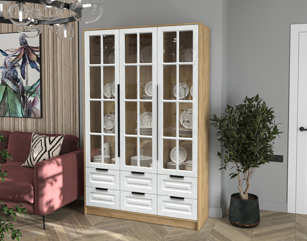 Шкаф с витриной Интерлиния Концепт КТ-ШВ3 Деко