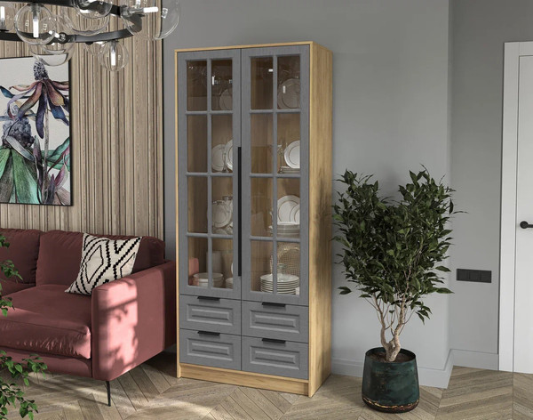 Шкаф с витриной Интерлиния Концепт КТ-ШВ2 Деко