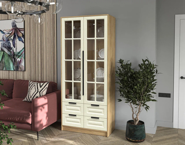 Шкаф с витриной Интерлиния Концепт КТ-ШВ2 Деко