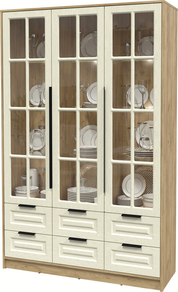 Шкаф с витриной Интерлиния Концепт КТ-ШВ3 с подсветкой Деко