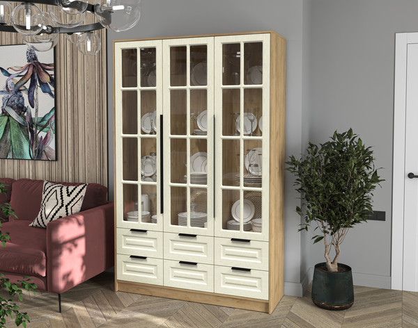 Шкаф с витриной Интерлиния Концепт КТ-ШВ3 Деко