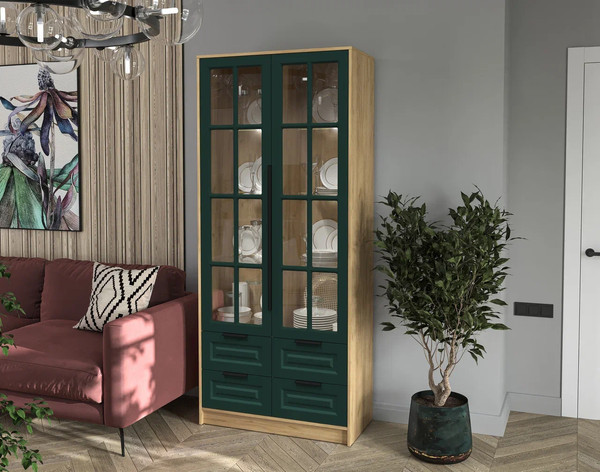 Шкаф с витриной Интерлиния Концепт КТ-ШВ2 с подсветкой Деко