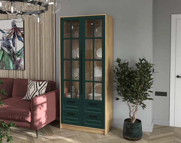 Шкаф с витриной Интерлиния Концепт КТ-ШВ2 Деко