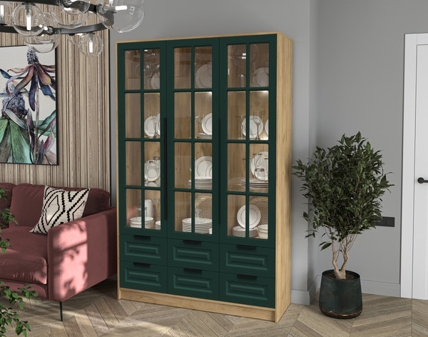 Шкаф с витриной Интерлиния Концепт КТ-ШВ3 с подсветкой Деко