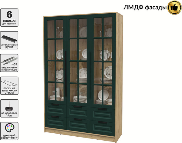 Шкаф с витриной Интерлиния Концепт КТ-ШВ3 Деко