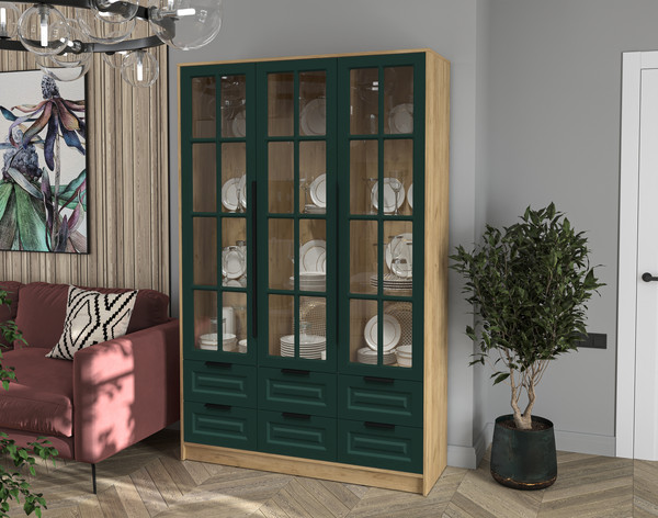 Шкаф с витриной Интерлиния Концепт КТ-ШВ3 Деко