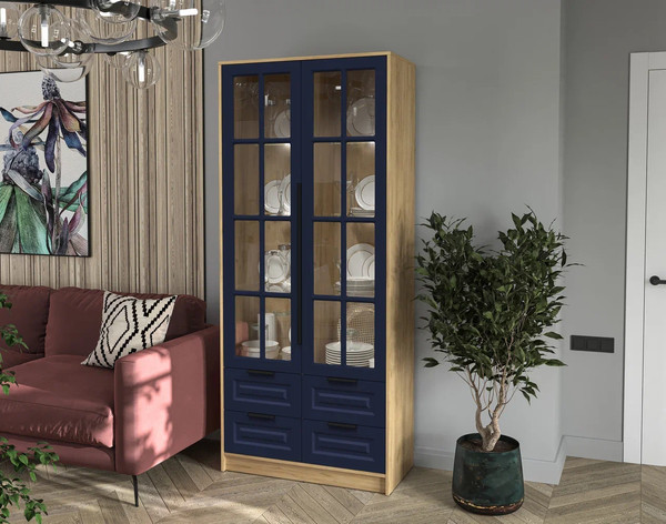 Шкаф с витриной Интерлиния Концепт КТ-ШВ2 с подсветкой Деко