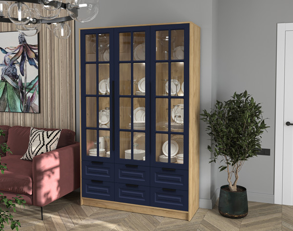 Шкаф с витриной Интерлиния Концепт КТ-ШВ3 с подсветкой Деко