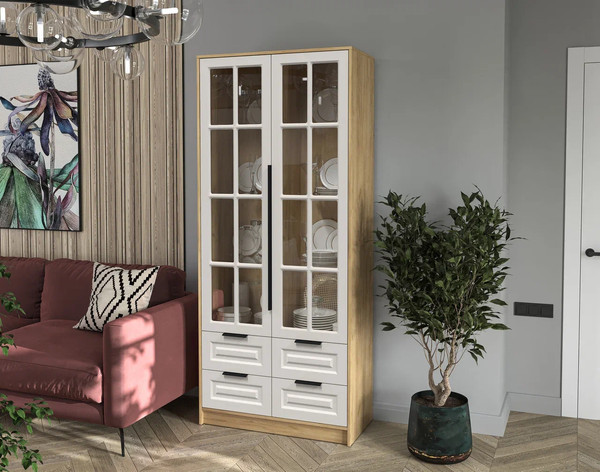 Шкаф с витриной Интерлиния Концепт КТ-ШВ2 Деко