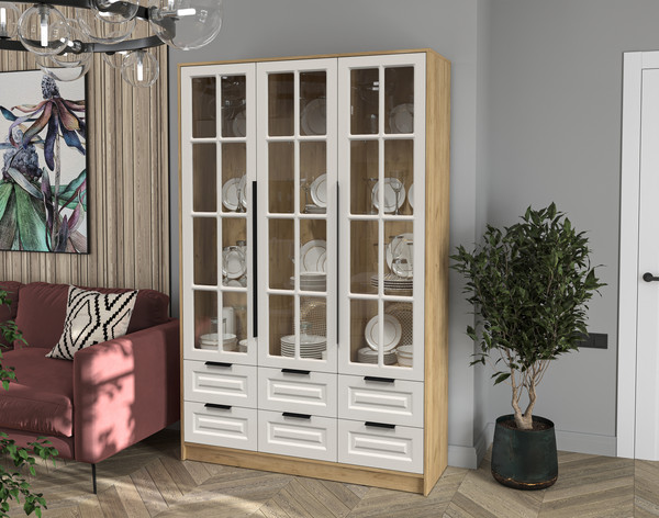 Шкаф с витриной Интерлиния Концепт КТ-ШВ3 Деко