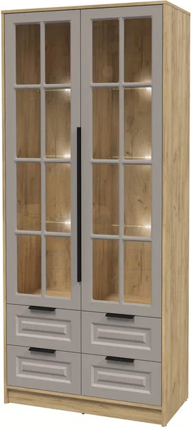 Шкаф с витриной Интерлиния Концепт КТ-ШВ2 с подсветкой Деко - фото