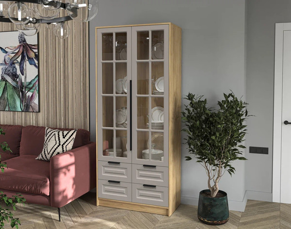 Шкаф с витриной Интерлиния Концепт КТ-ШВ2 Деко